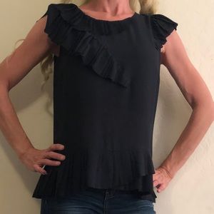 Banana Republic Navy blouse with ruffles